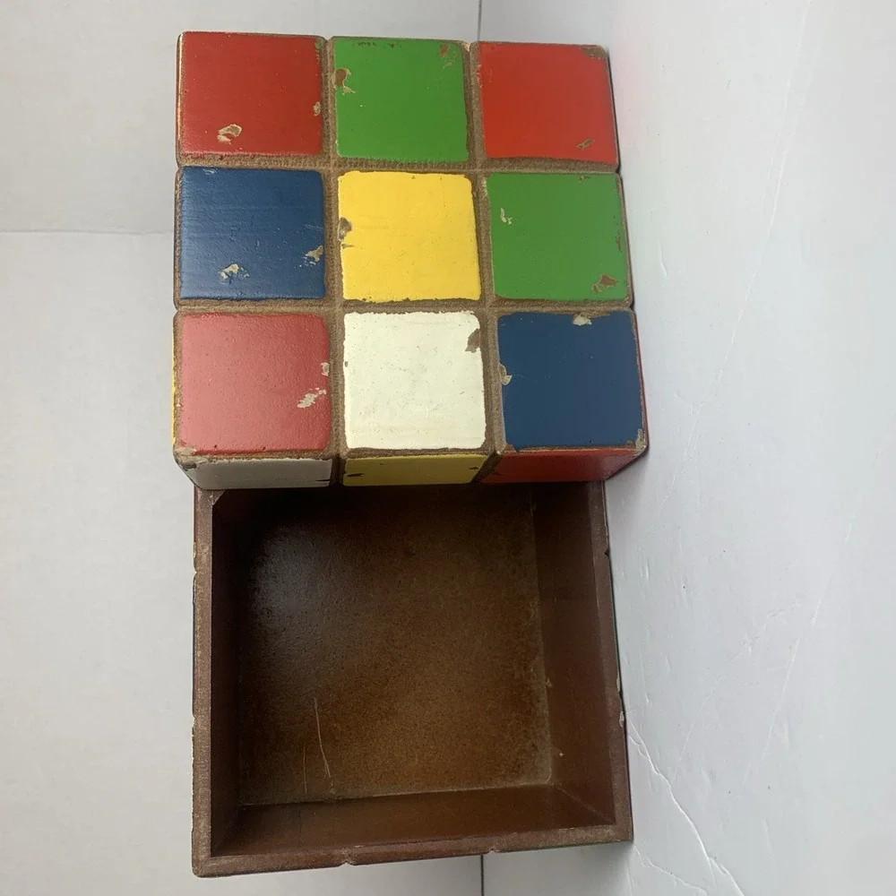 Rustic - Wooden - RUBIKS Cube - Storage‎ BOX - Home Decor Vintage Style